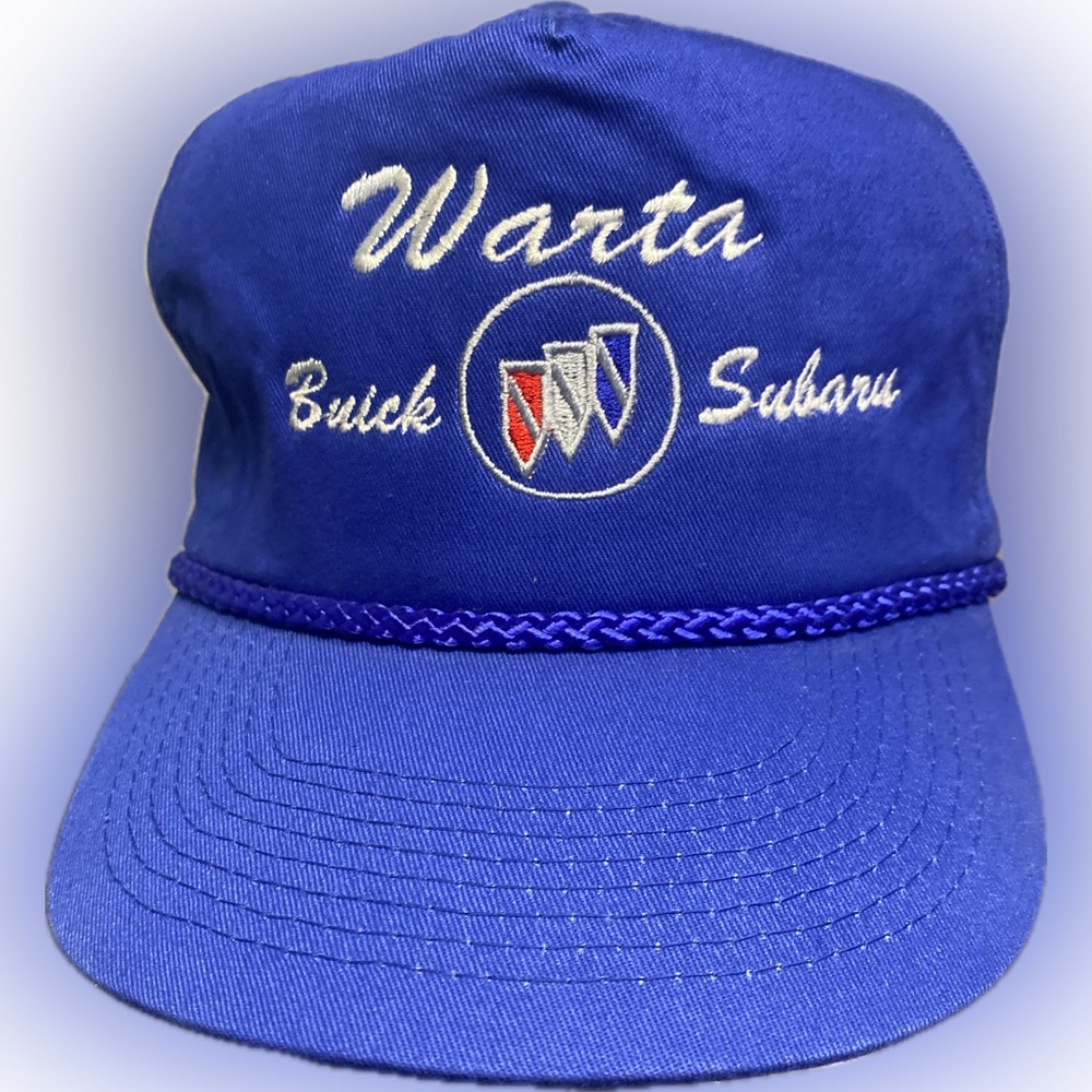 Blue Vintage Warta Buick Subaru Car Dealership Cobra Caps Trucker Hat